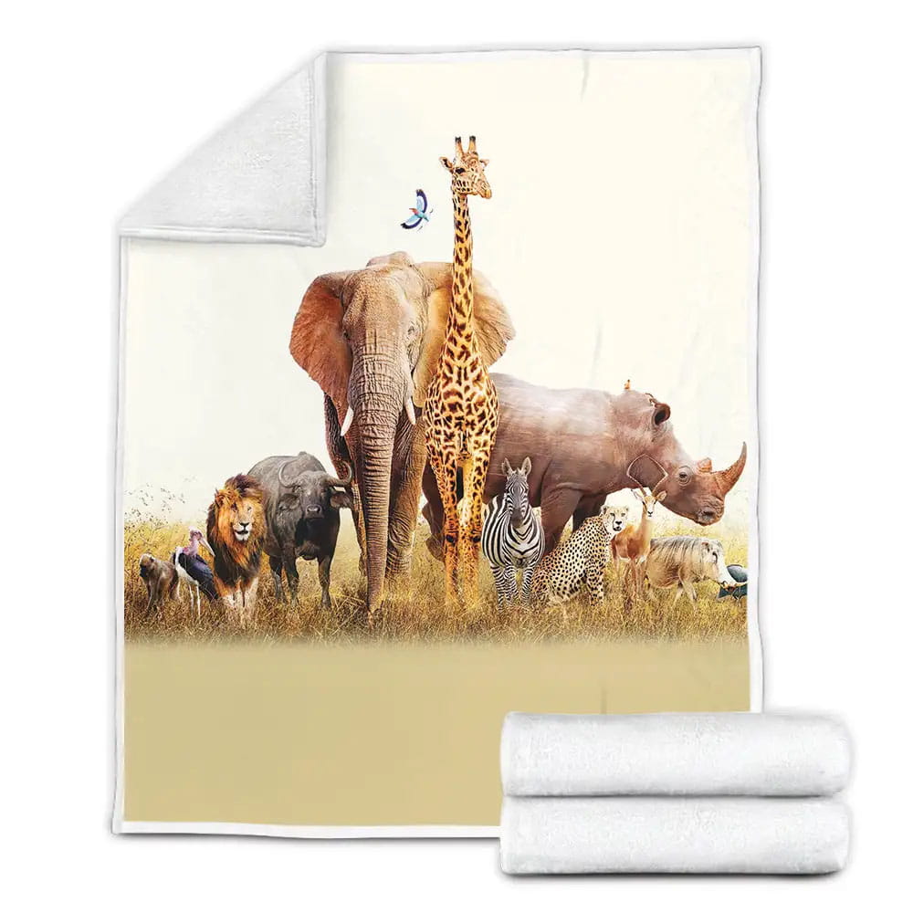 African Safari Animals Fleece Blanket Perfect 