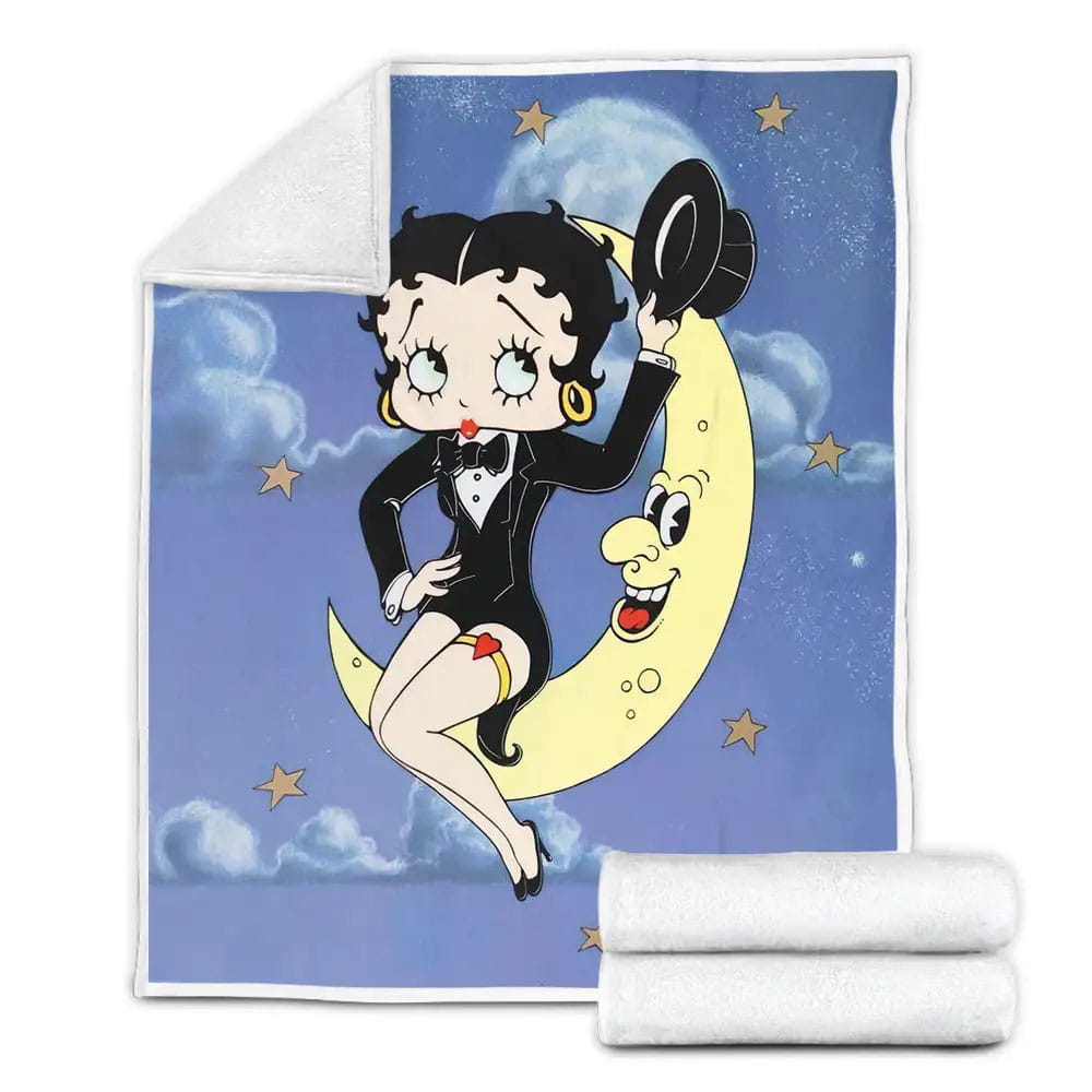 Betty Boop On The Moon Fleece Blanket Perfect 