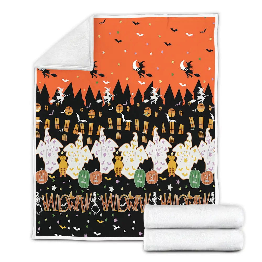 Halloween Haunted House Fleece Blanket Perfect 