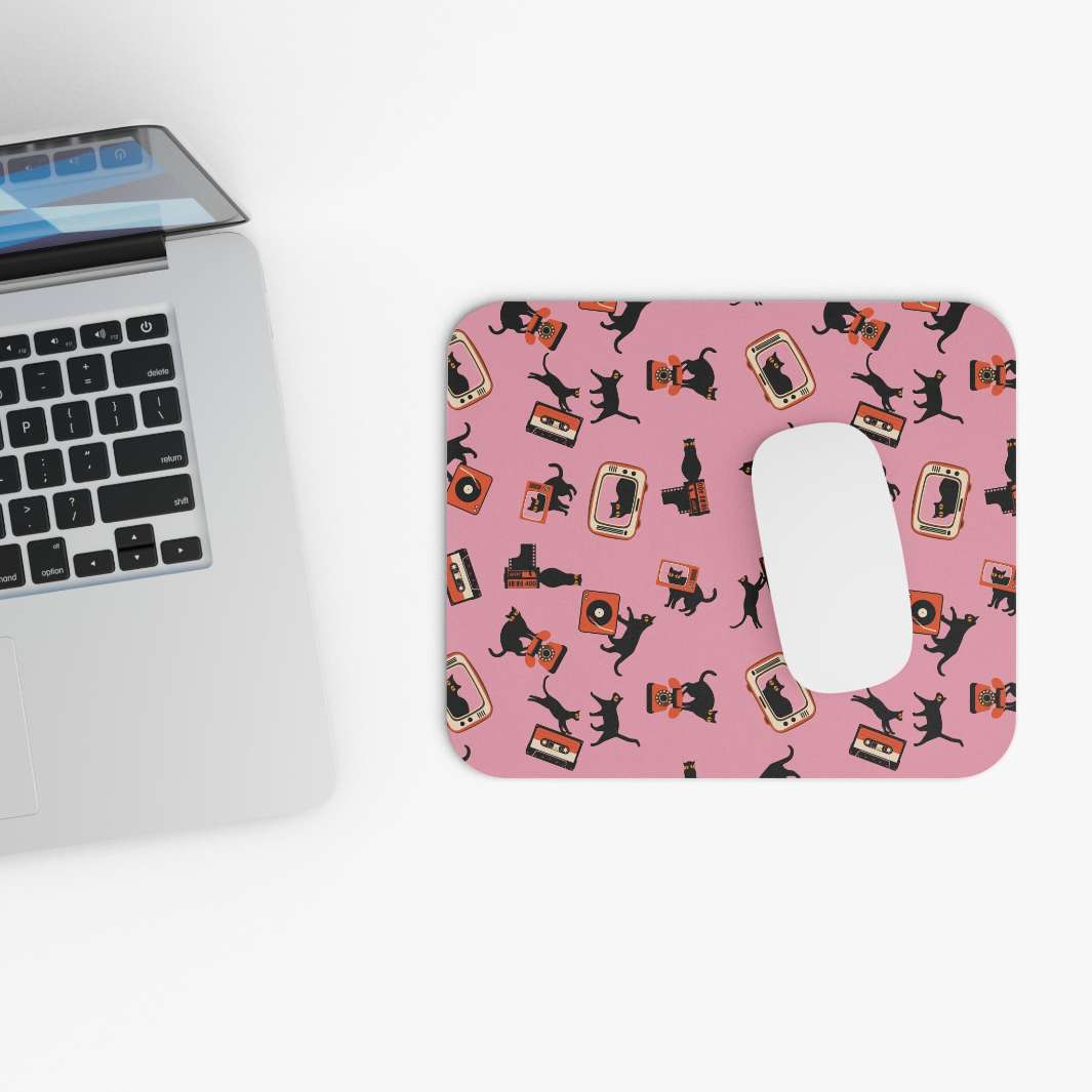 Allleftout Retro Technology Cat Mouse Pad