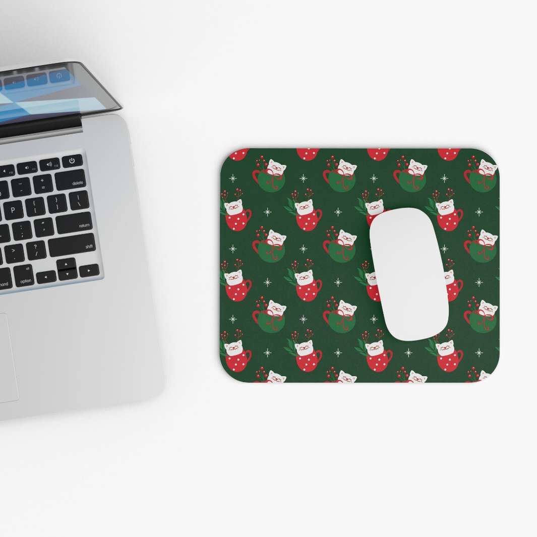 Allleftout Cat Christmas Cup Mouse Pad