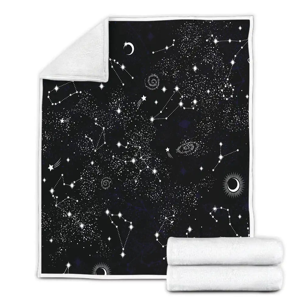 Stars Night Sky Fleece Blanket Gift For Wife Husband Besties
