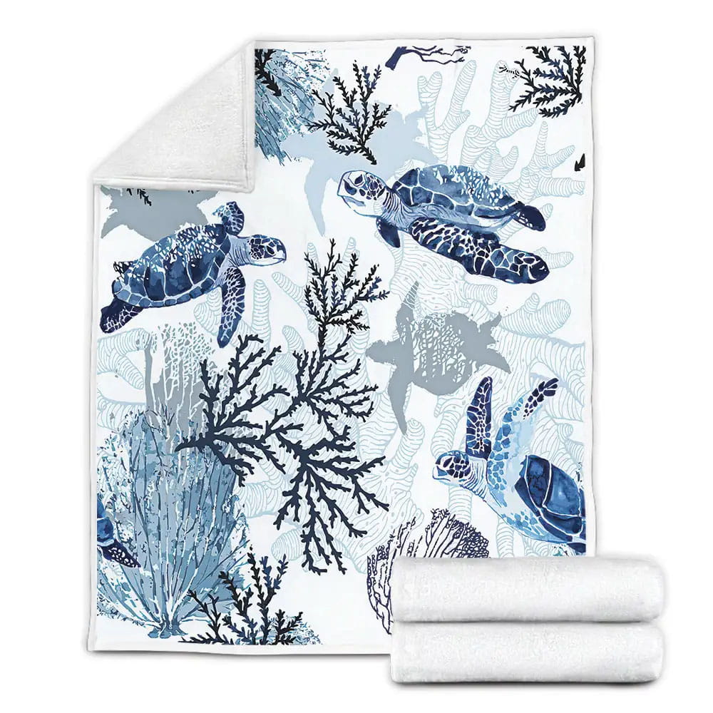 Sea Turtle In The Ocean Fleece Blanket Perfect 