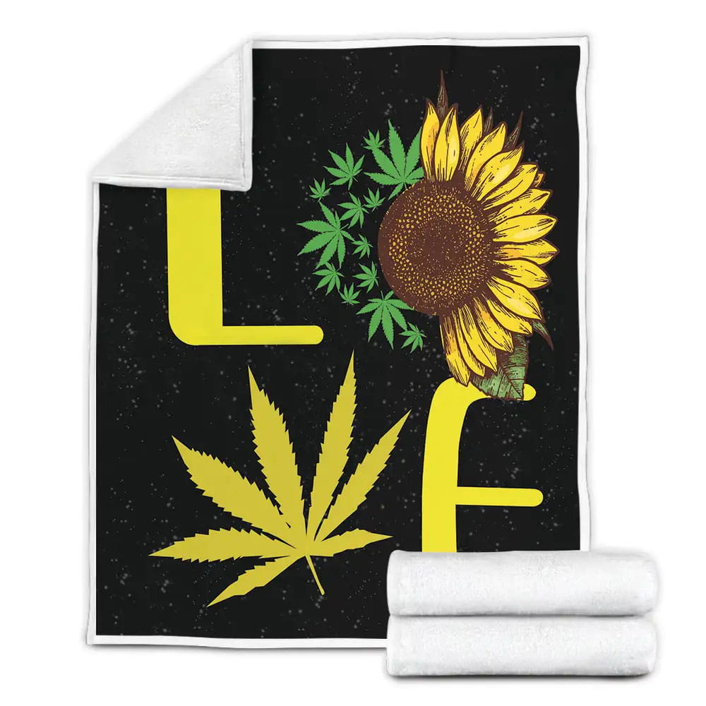 Love Sunflower And Weed Fleece Blanket Perfect 