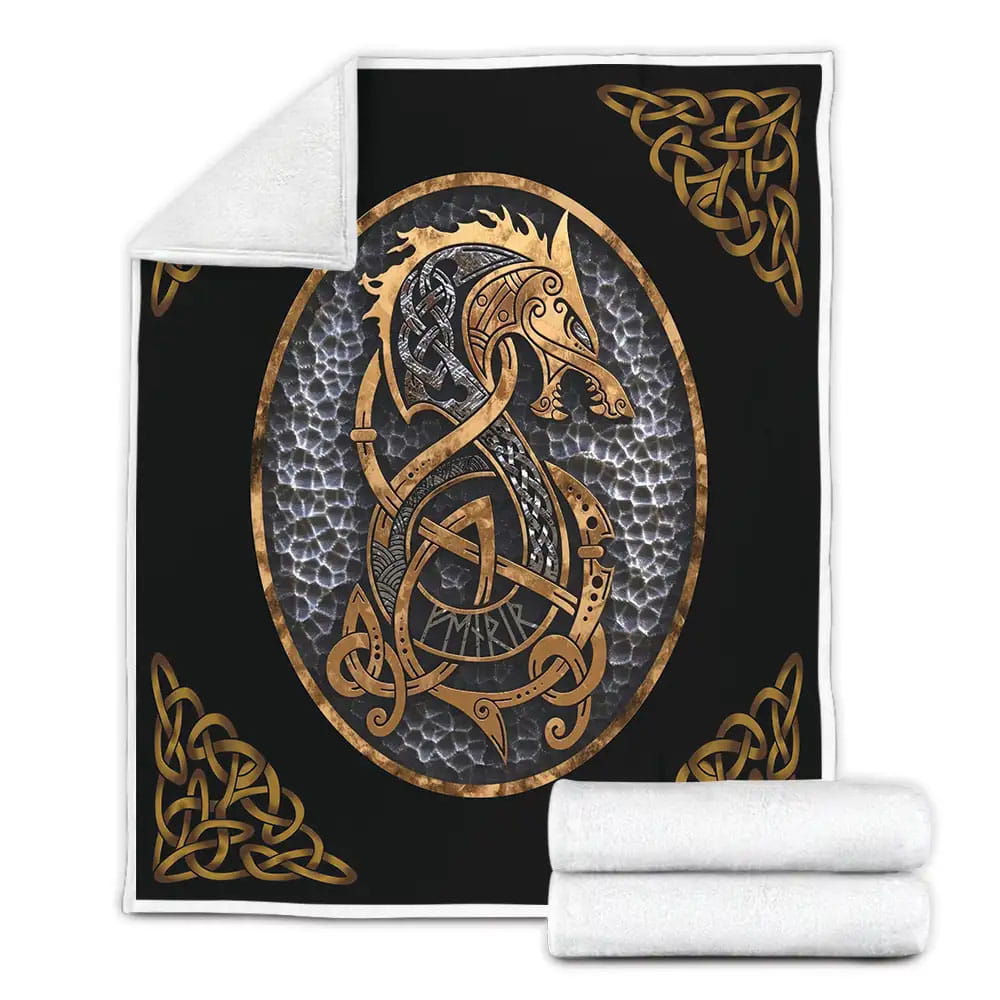 Fenrir Viking Fleece Blanket Gift For Wife Husband Besties