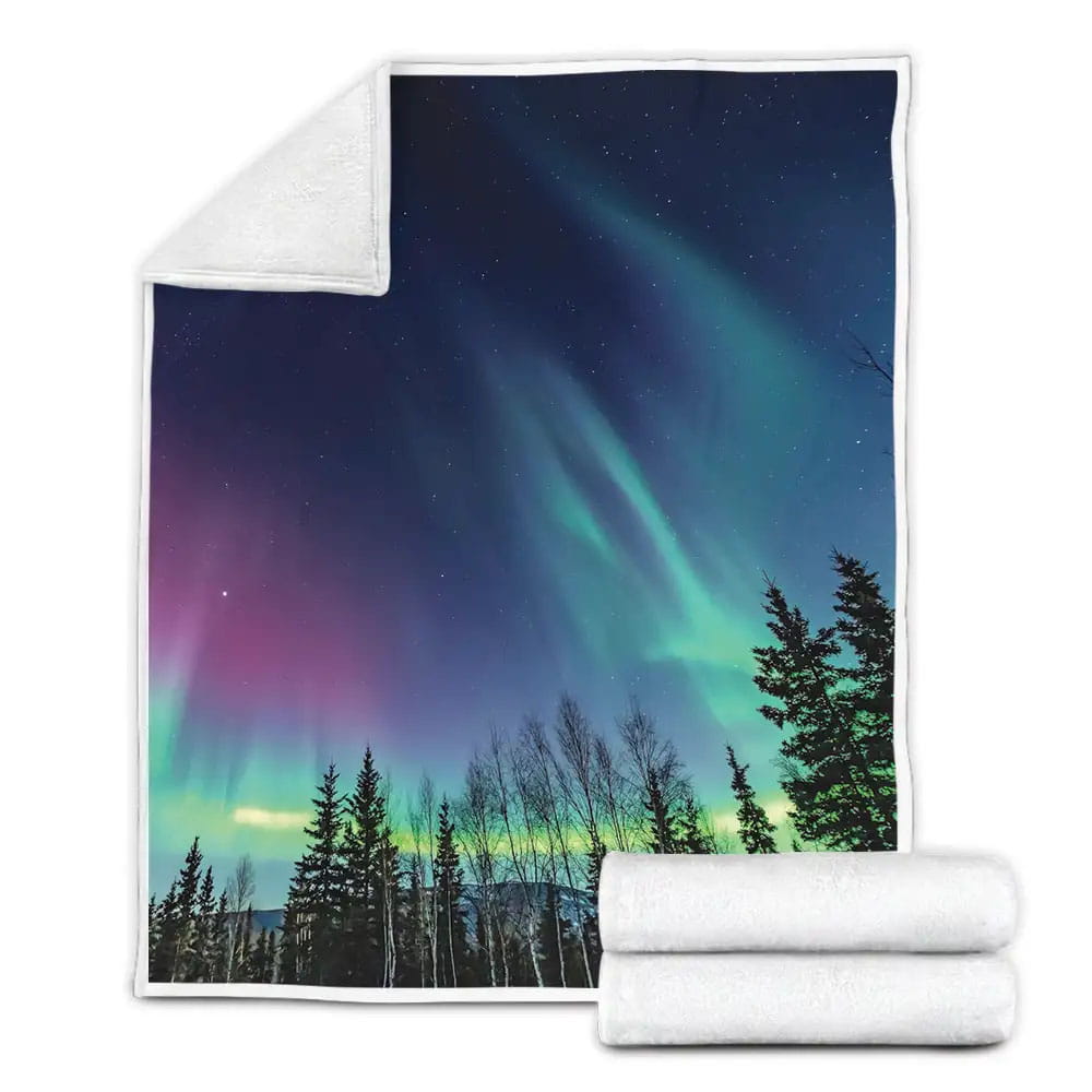 Aurora Borealis Fleece Blanket Gift For Wife Husband Besties