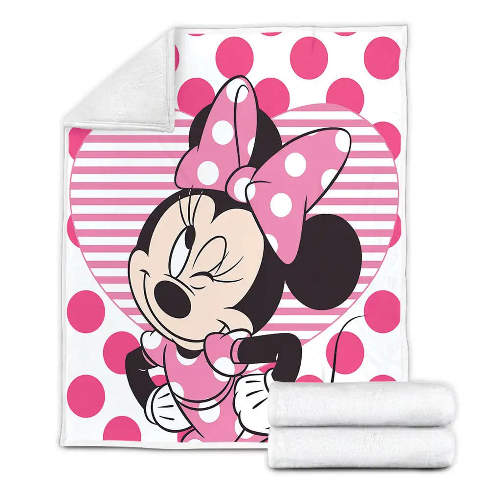Cute Minnie Mouse Winking Fleece Blanket Perfect 