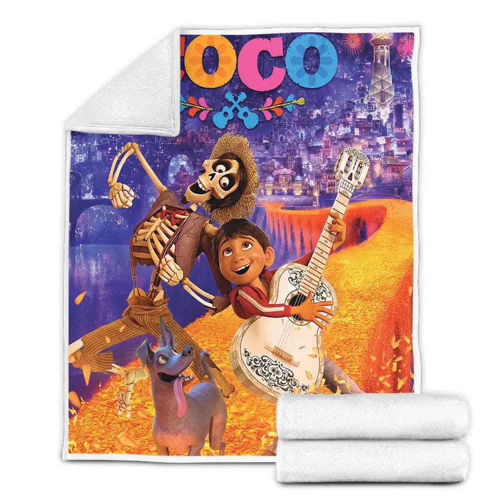 Coco Characters Fleece Blanket Gift For Wife Husband Besties