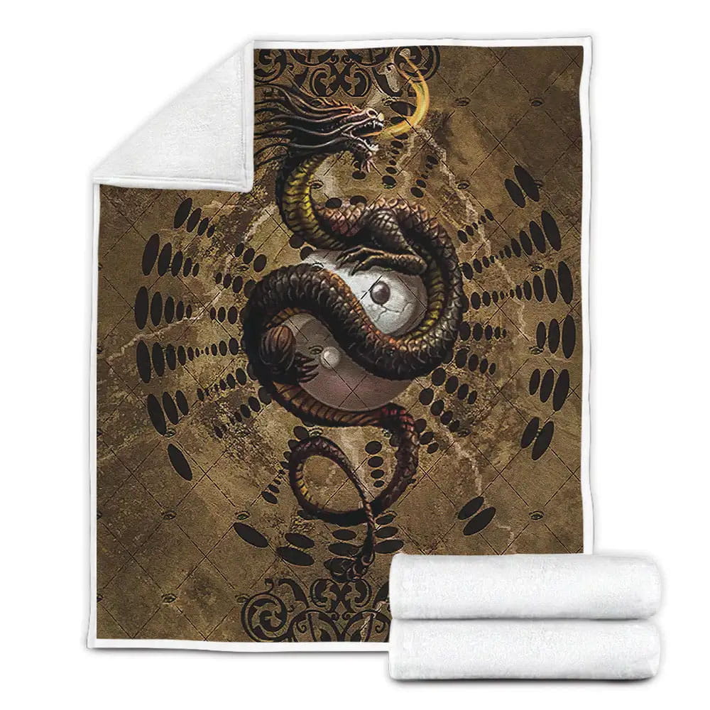 Dragon Yin Yang Fleece Blanket Gift For Wife Husband Besties