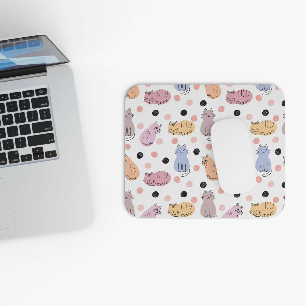 Allleftout Cats And Dots Mouse Pad