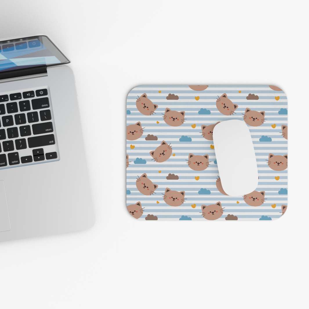 Allleftout Blue Stripes Cat Mouse Pad