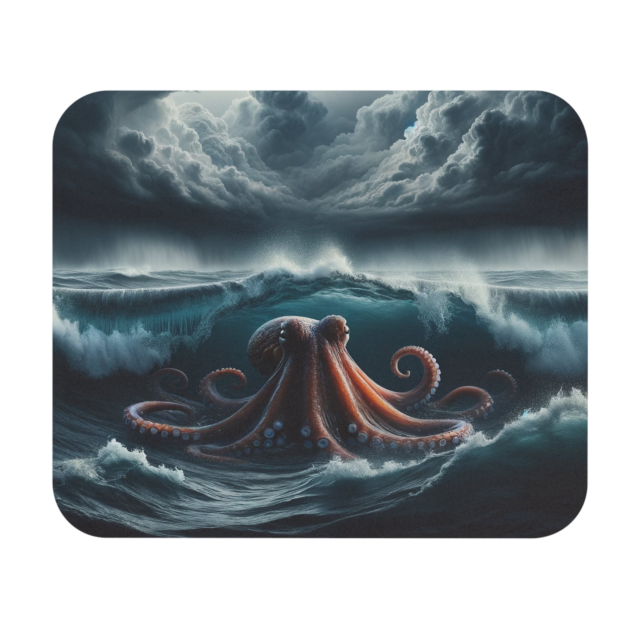 Allleftout Squid In Stormy Ocean - Mouse Pad (Rectangle)
