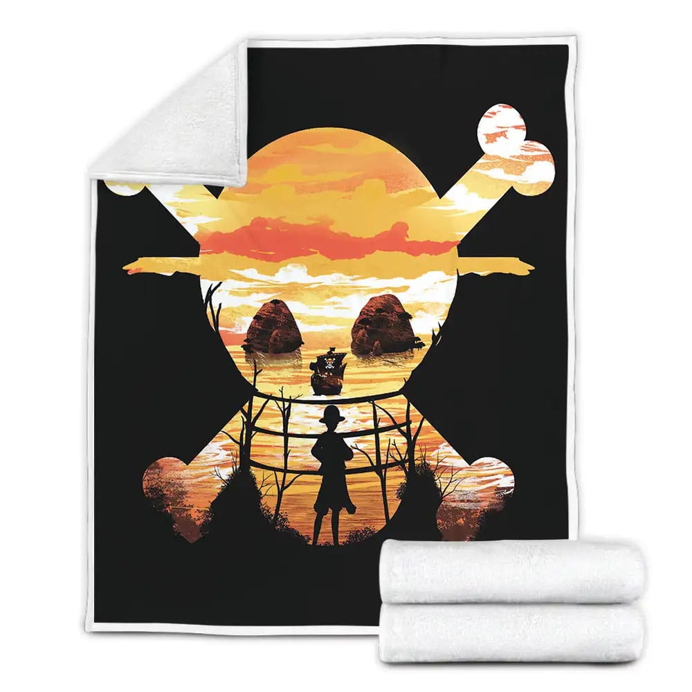 One Piece Luffy Silhouette Fleece Blanket Perfect 