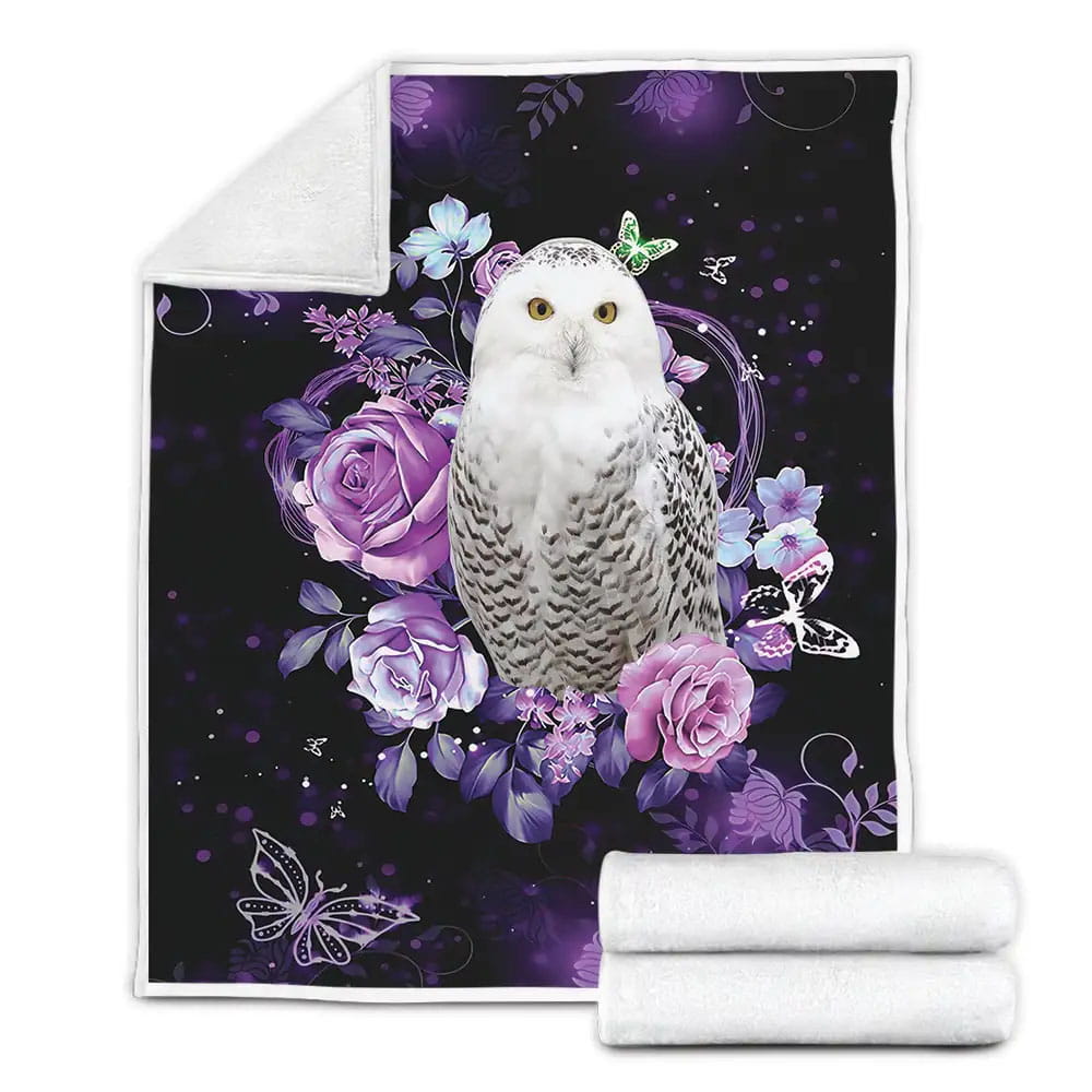 Owl With Flowers Fleece Blanket Gift For Wife Husband Besties