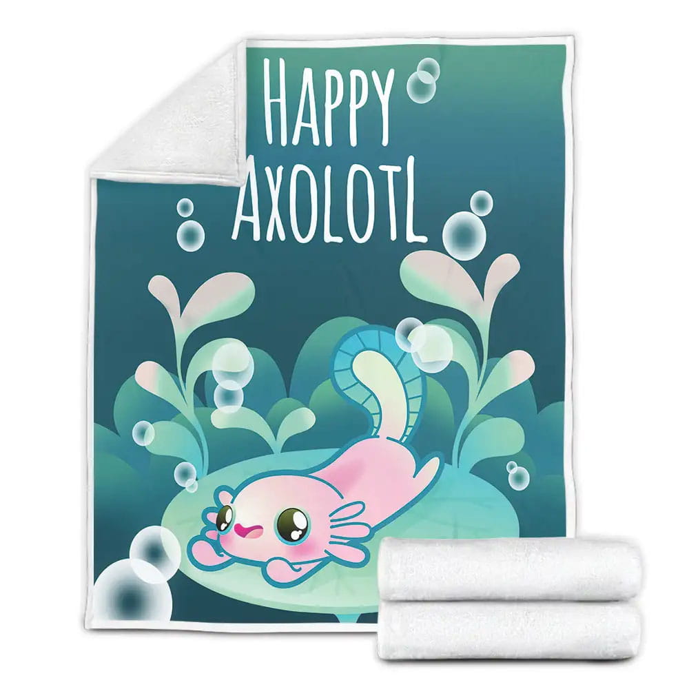 My Happy Axolotl Fleece Blanket Gift For Wife Husband Besties