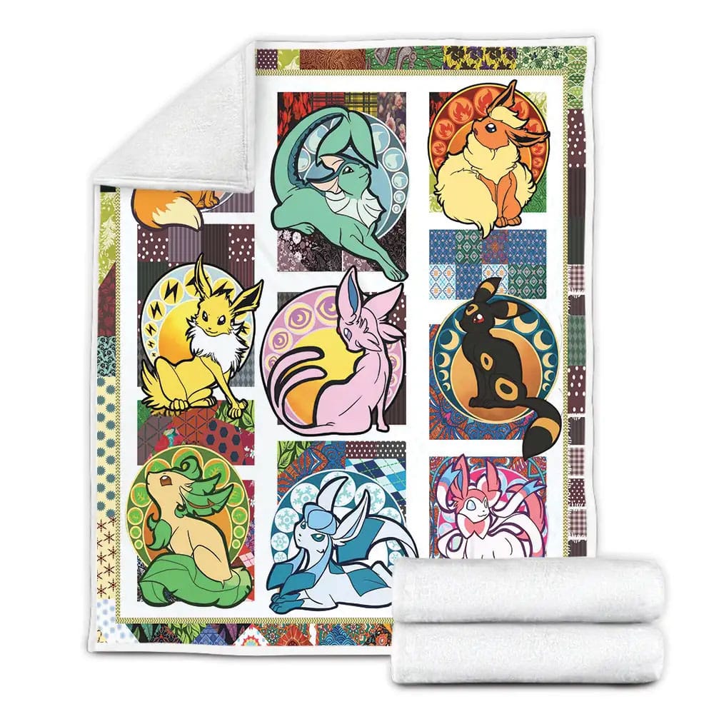 Pokemon Eevee Evolution 3D Fleece Blanket Perfect 