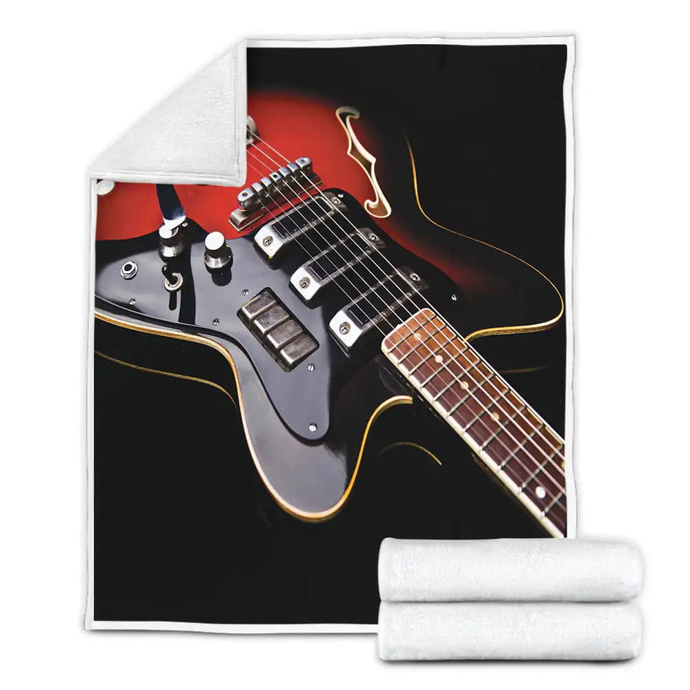 Music Theme Guitar Pattern Fleece Blanket Perfect 