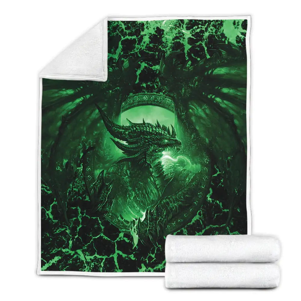 Green Dragon Art Fleece Blanket Gift For Wife Husband Besties