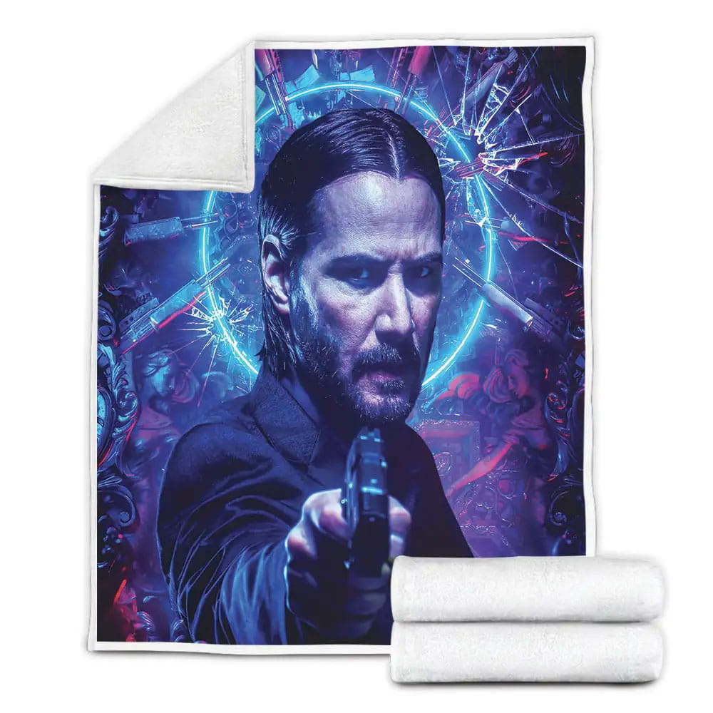 John Wick Poster Fleece Blanket Gift For Wife Husband Besties