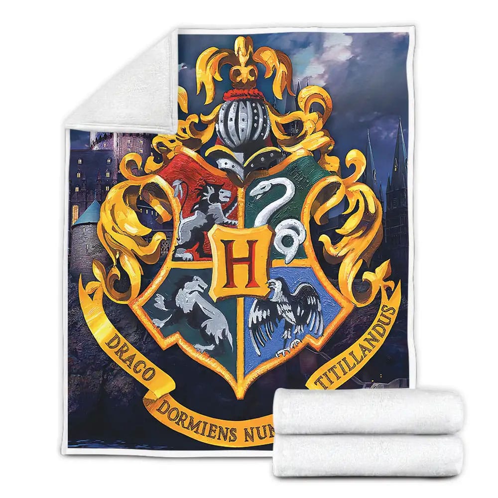Hogwarts Big Logo Painting Fleece Blanket Perfect 