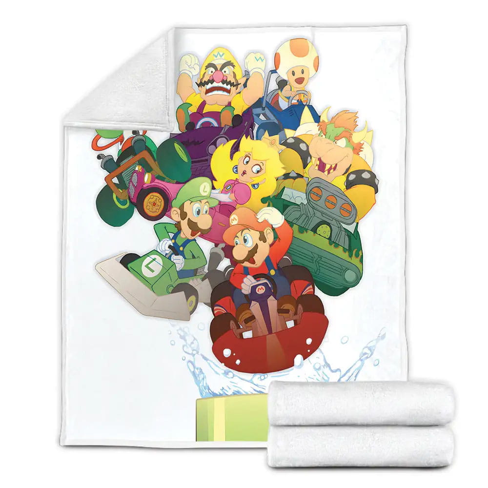 Super Mario Kart Characters Fleece Blanket Perfect 