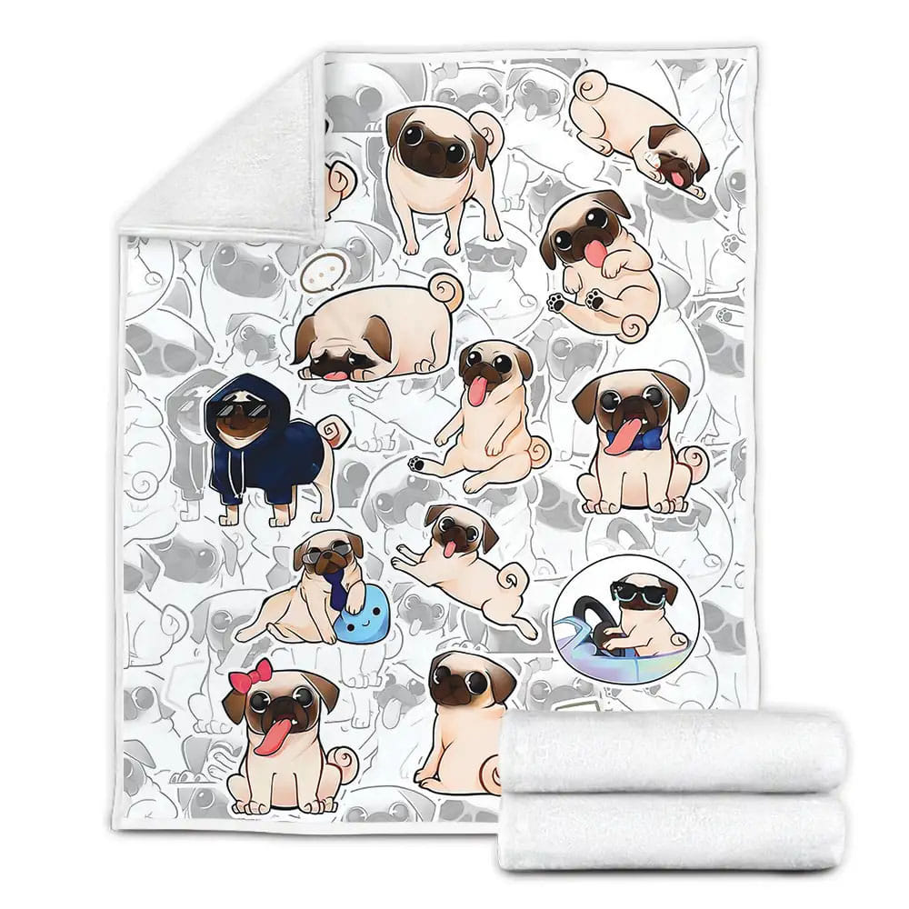 Pugs Dogs Pattern Fleece Blanket Gift For Wife Husband Besties