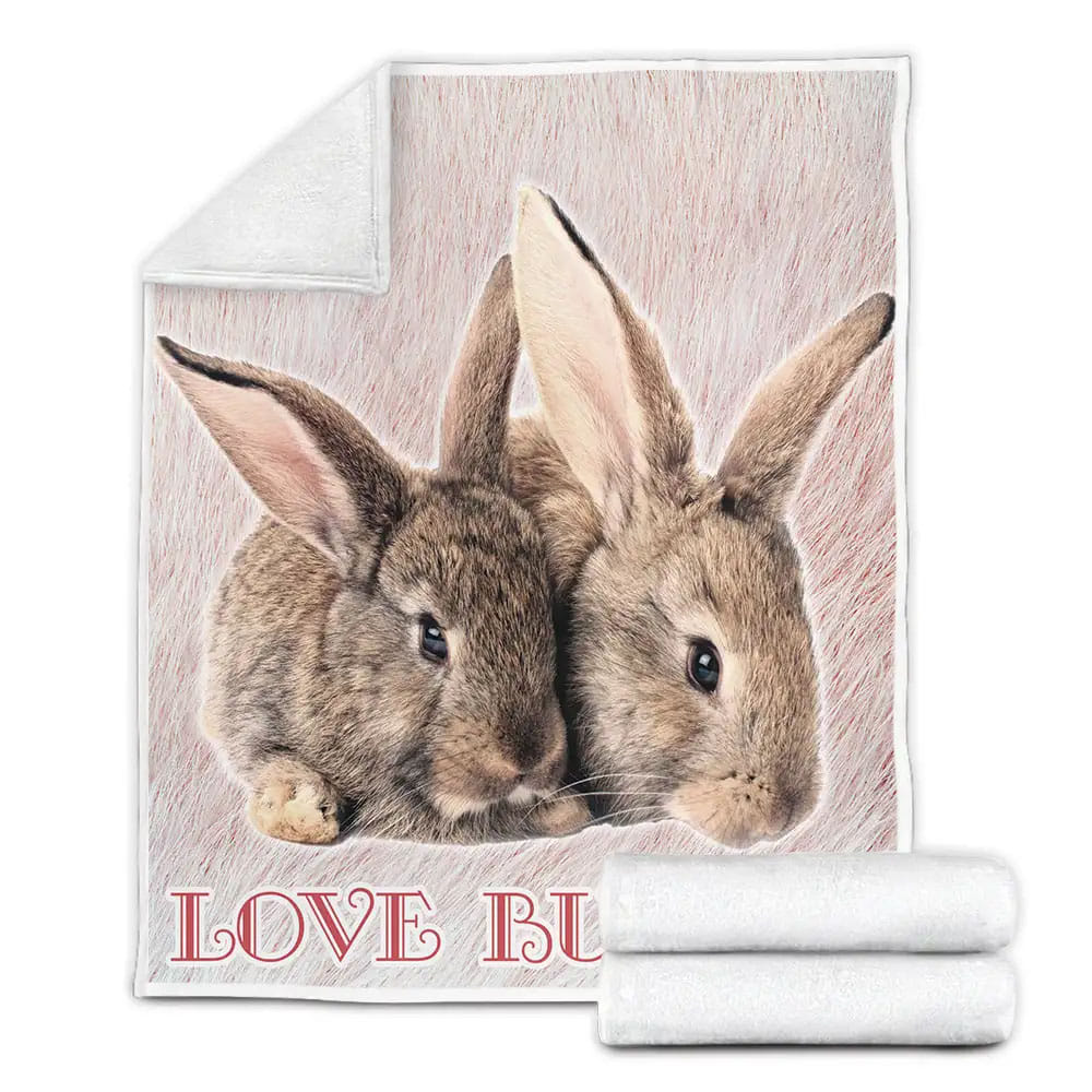 Rabbit Love Bunny Fleece Blanket Gift For Wife Husband Besties