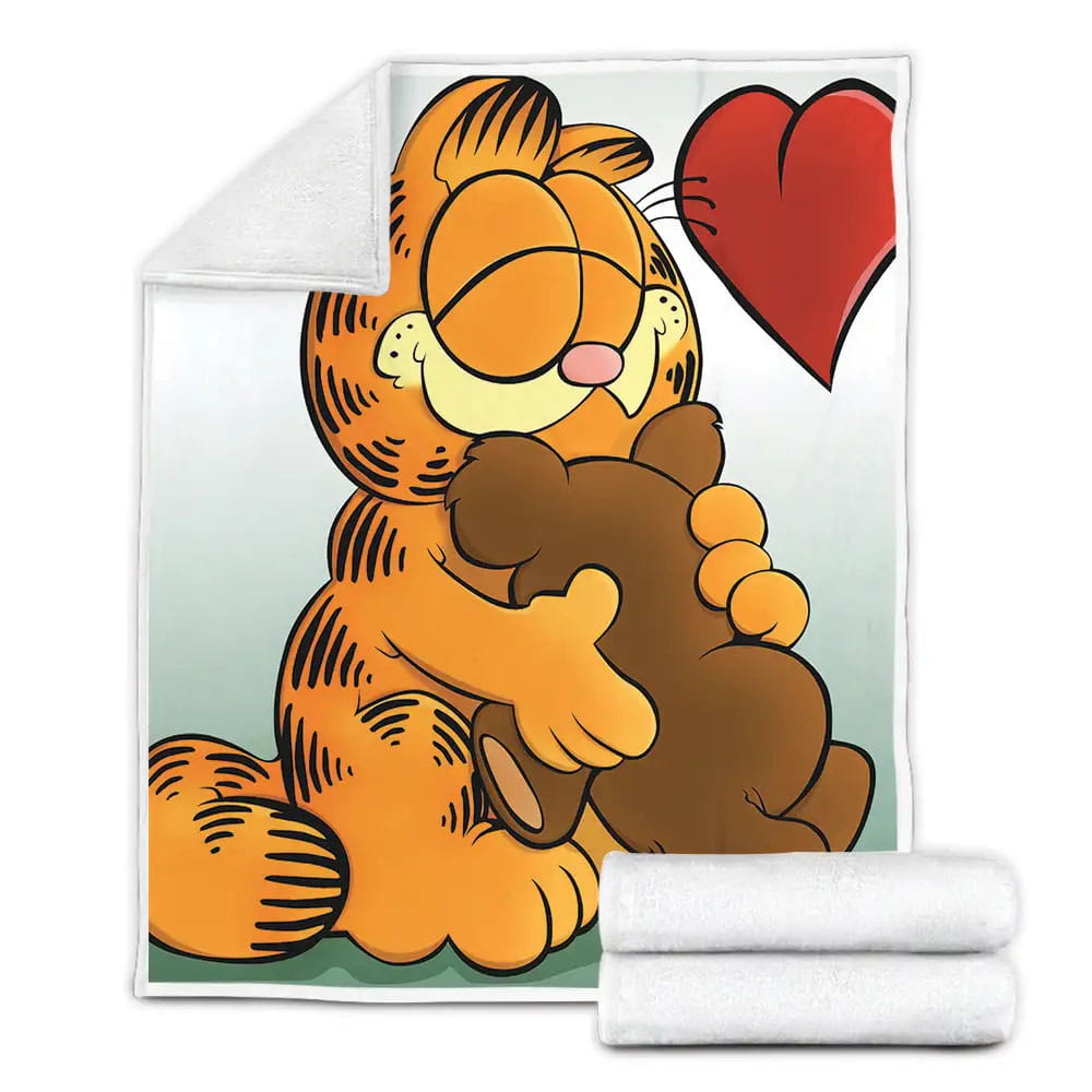 Garfield Hugging Pooky Bear Fleece Blanket Perfect 