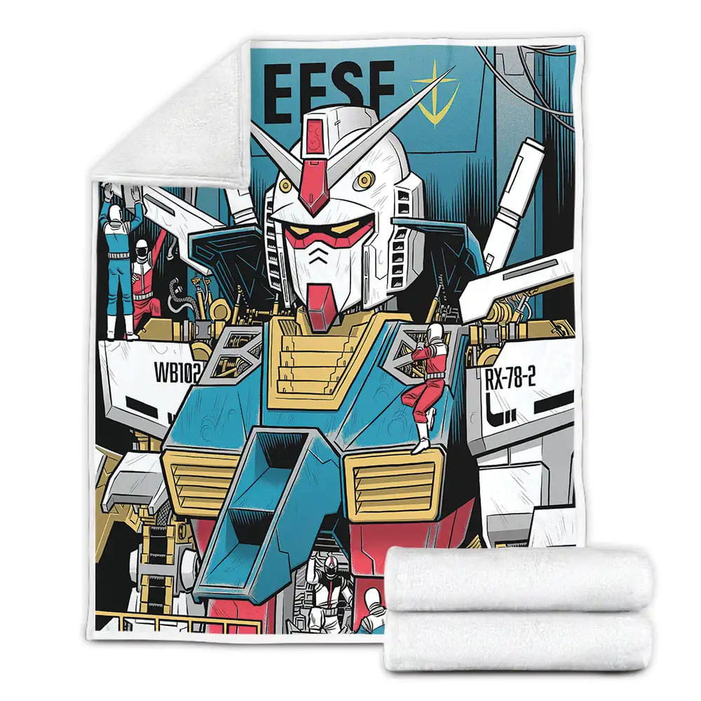 Gundam Rx-78 In Manufactory Fleece Blanket Perfect 
