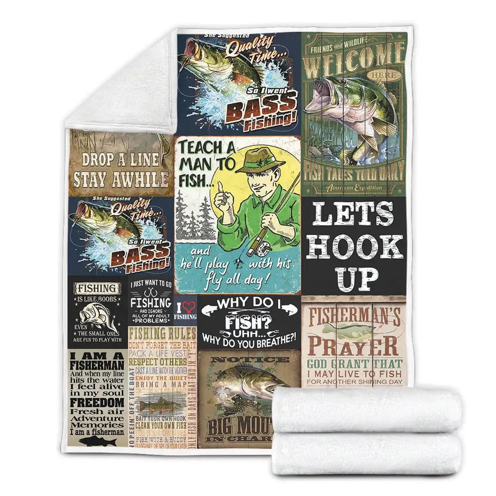 Fishing Teach A Man To Fish Fleece Blanket Perfect 