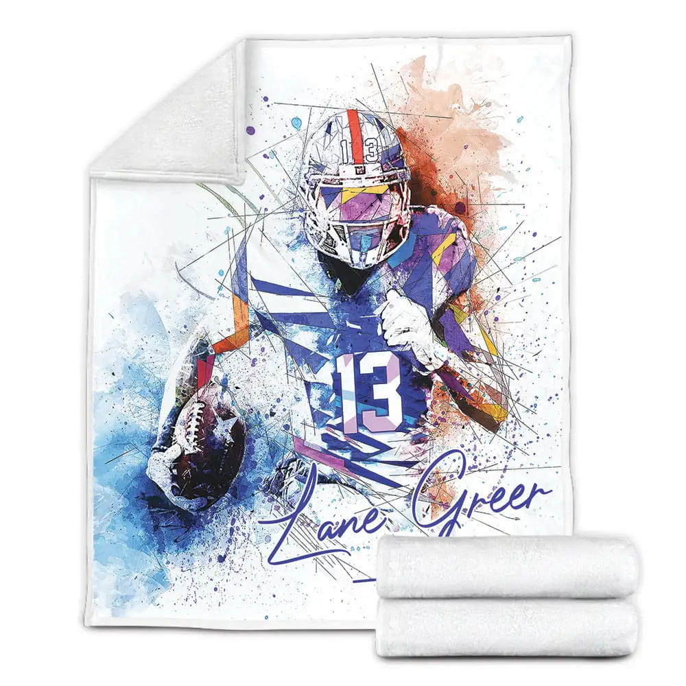 Football Player Custom Name Fleece Blanket Perfect 