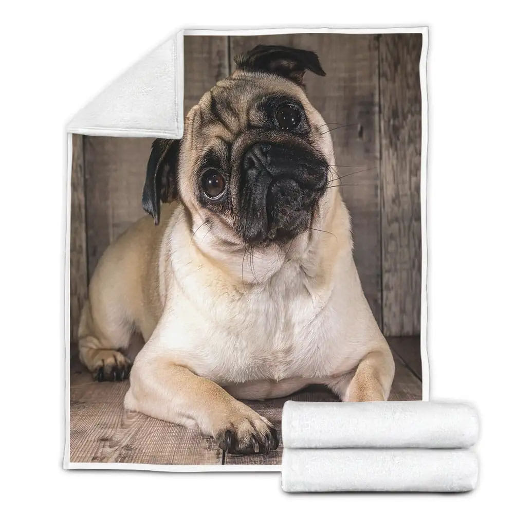 Pug Fleece Blanket Gift For Christmas Thanksgiving Halloween