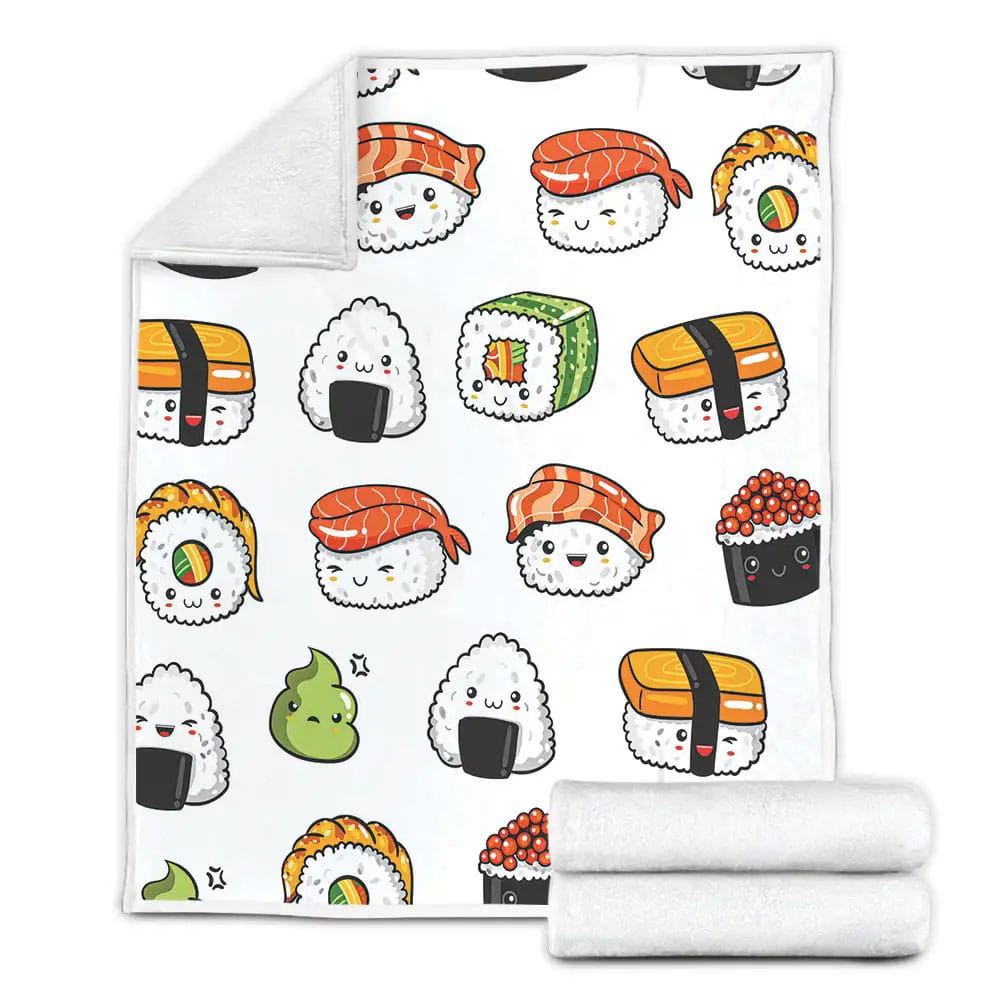 Sushi Pattern Japanese-Style Fleece Blanket Perfect 