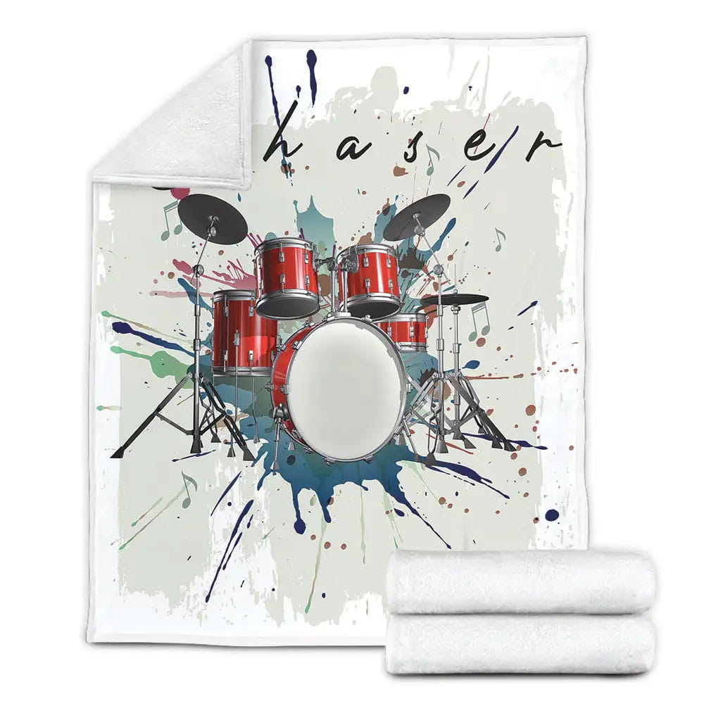 Music Watercolor Splash Drum Fleece Blanket Perfect 