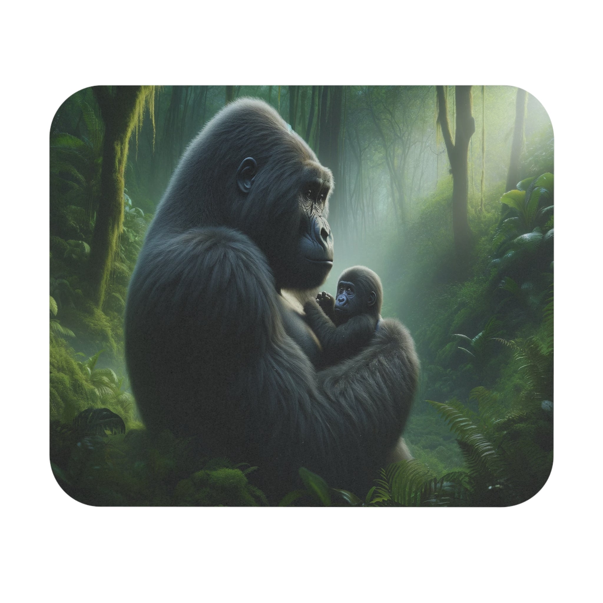 Allleftout Mother Gorilla With Baby - Mouse Pad (Rectangle)