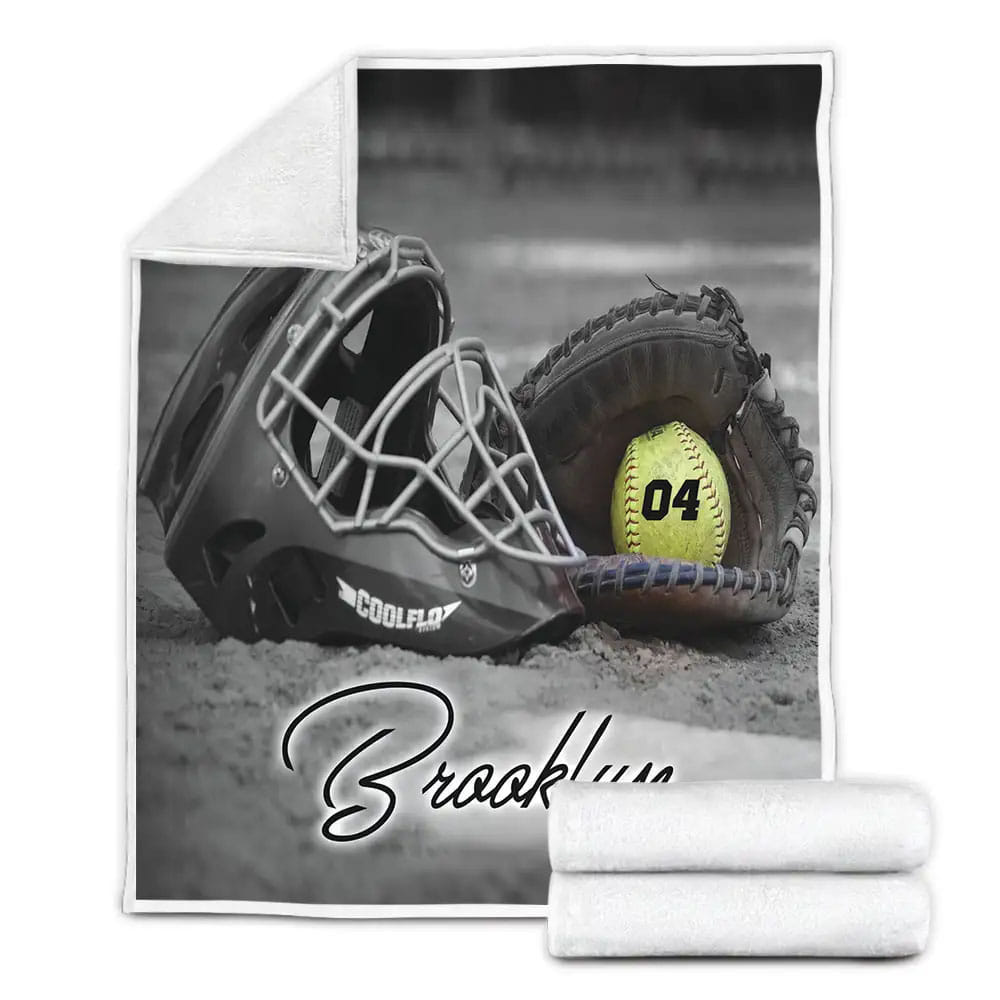 Softball Equipment Fleece Blanket Gift For Wife Husband Besties