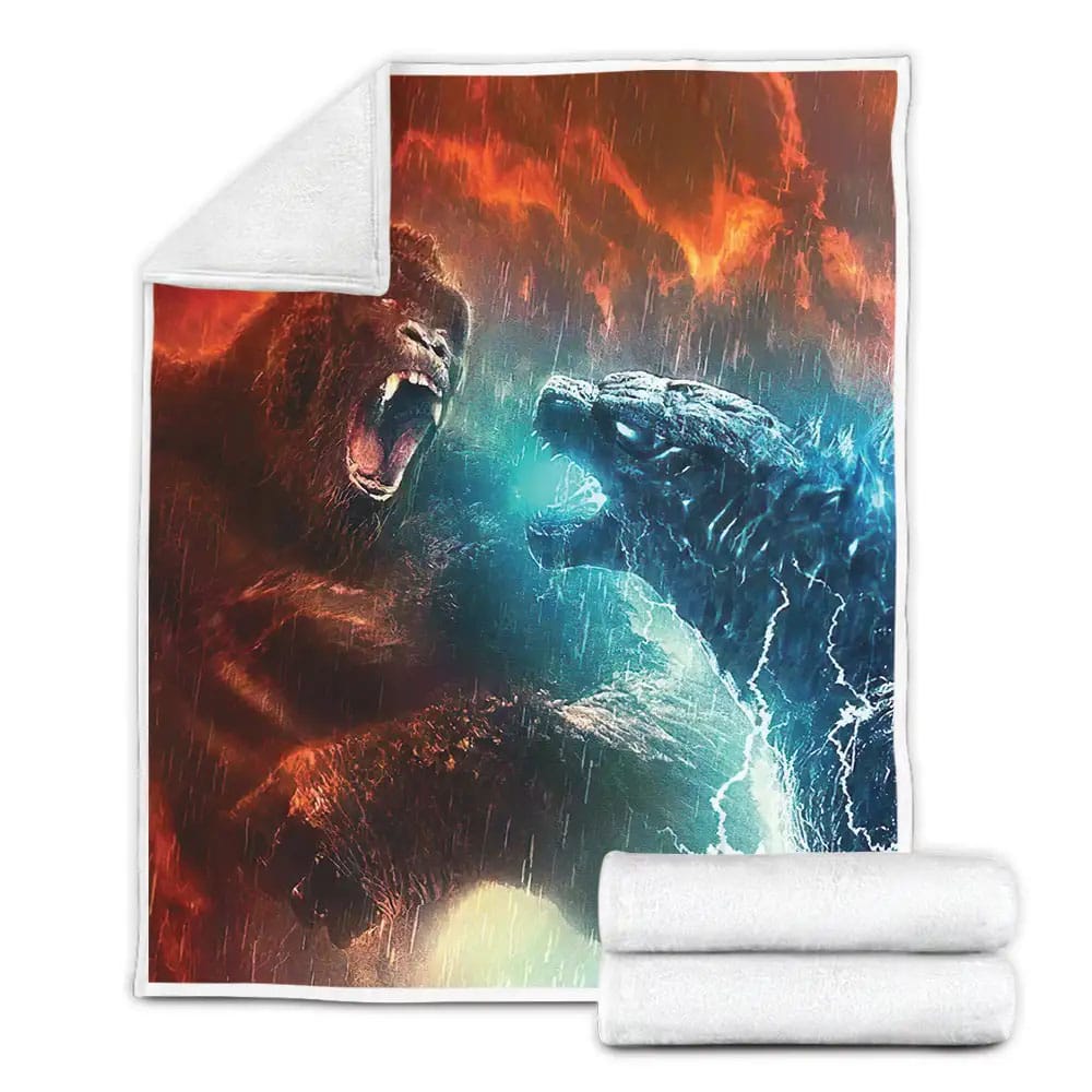 Godzilla Vs Kong Rain Battle Fleece Blanket Perfect 