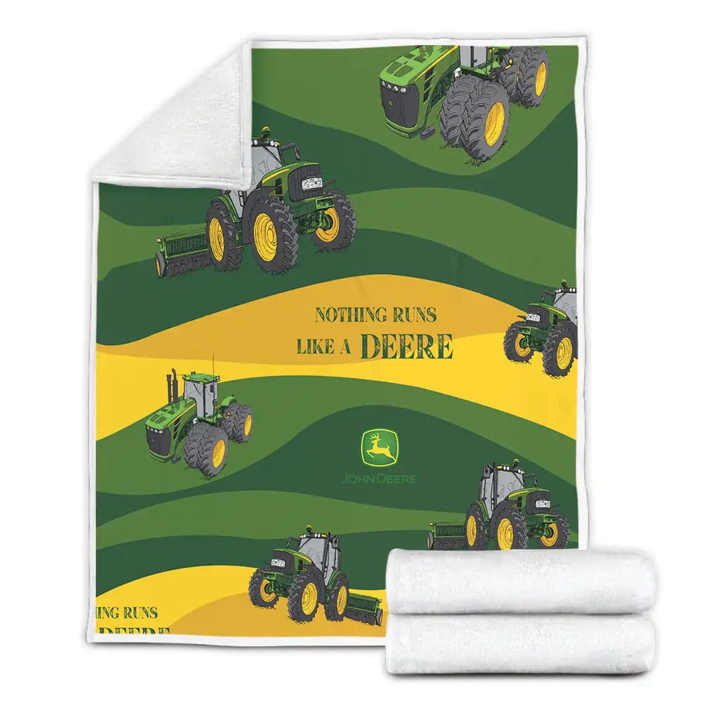 John Deere Pattern Fleece Blanket Gift For Wife Husband Besties