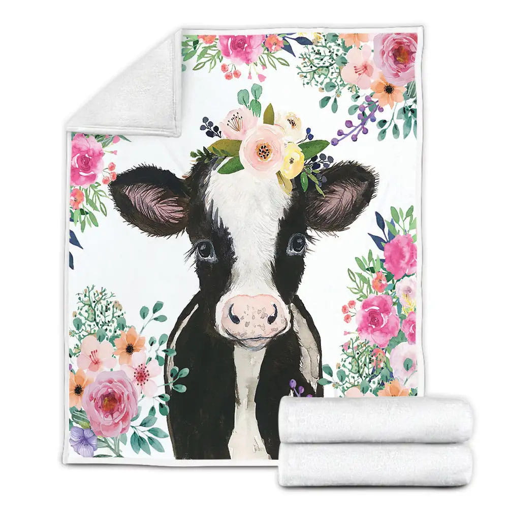 Love Beautiful Cow Fleece Blanket Gift For Wife Husband Besties