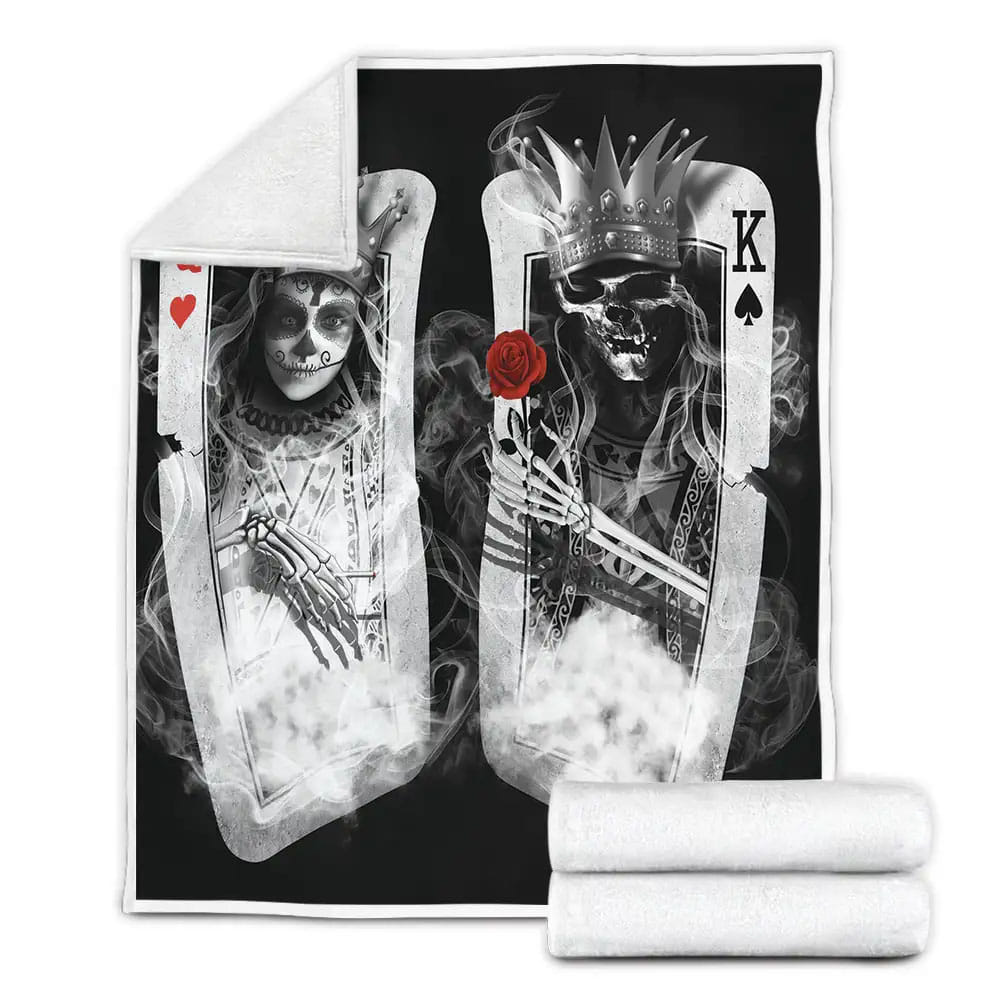 Couple Sugar Skull Fleece Blanket Gift For Wife Husband Besties