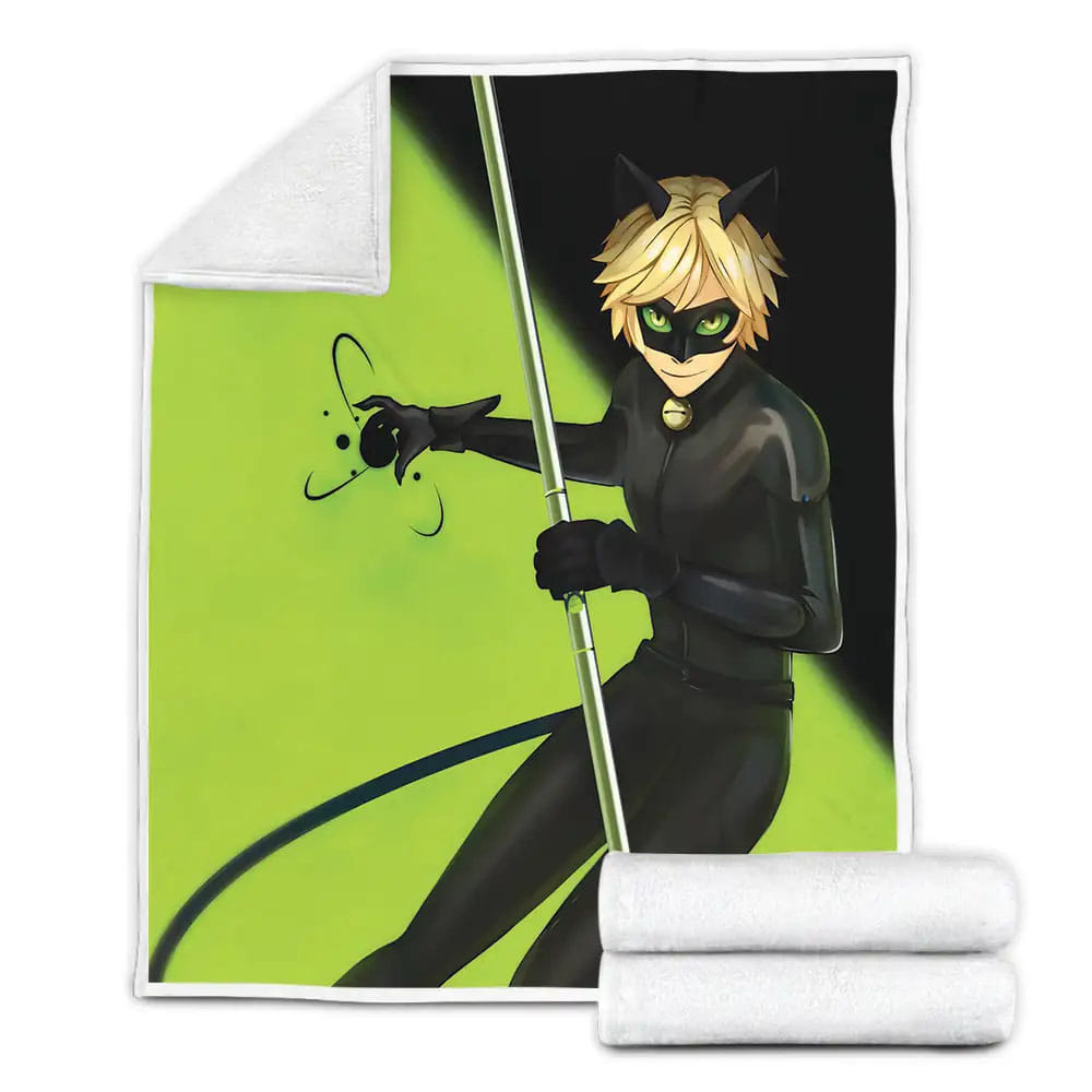 Cat Noir And Plagg Fleece Blanket Gift For Wife Husband Besties