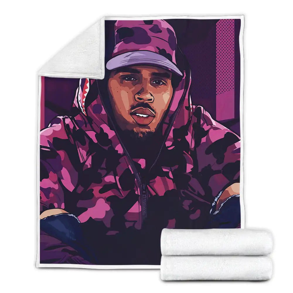 Bape Coat Chris Brown Fanart Fleece Blanket Perfect 