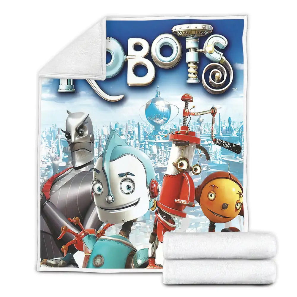 Robots Movie Poster Fleece Blanket Gift For Wife Husband Besties