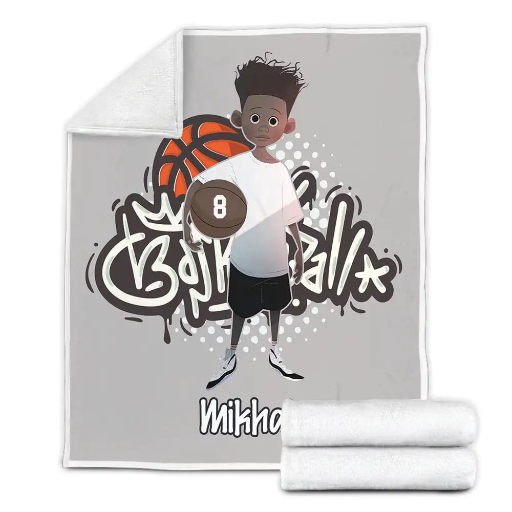 Basketball Graffiti Black Boy Fleece Blanket Perfect 