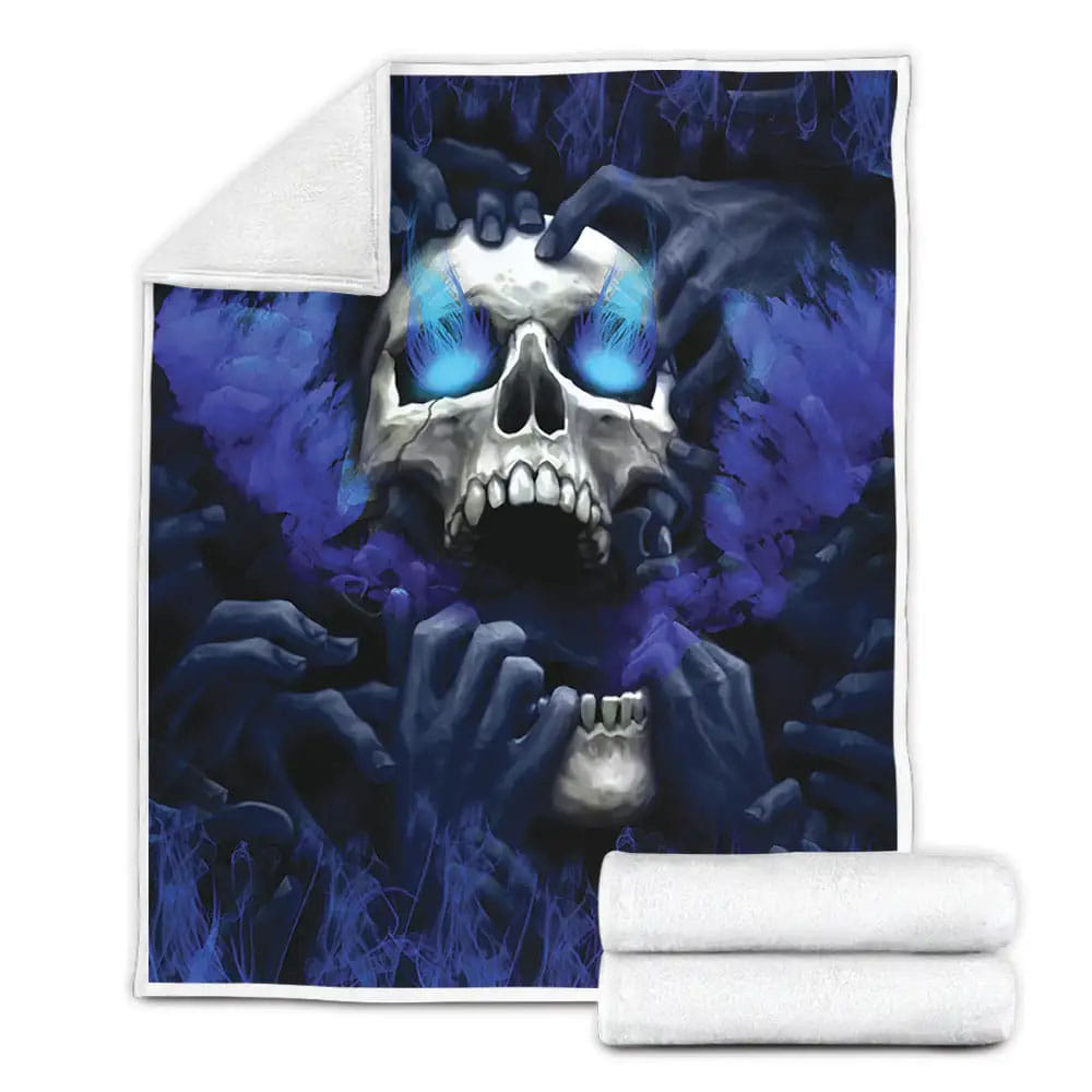 Blue Eyes Screaming Fleece Blanket Gift For Wife Husband Besties