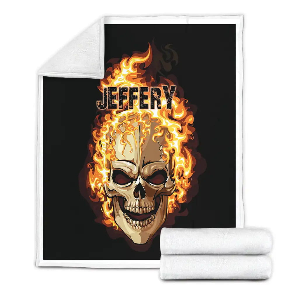 Fire Skull Black Petmytshirt Fleece Blanket Perfect 