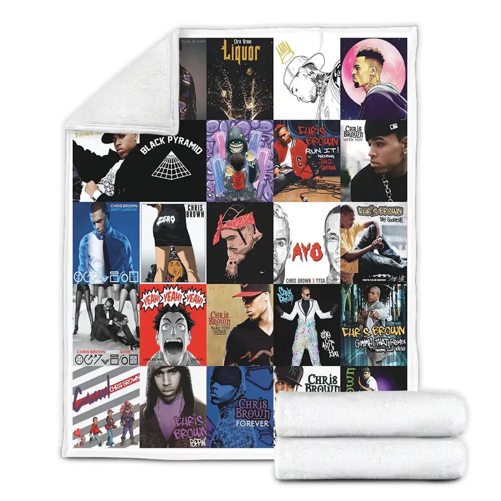 Chris Brown Singles Fleece Blanket Gift For Wife Husband Besties