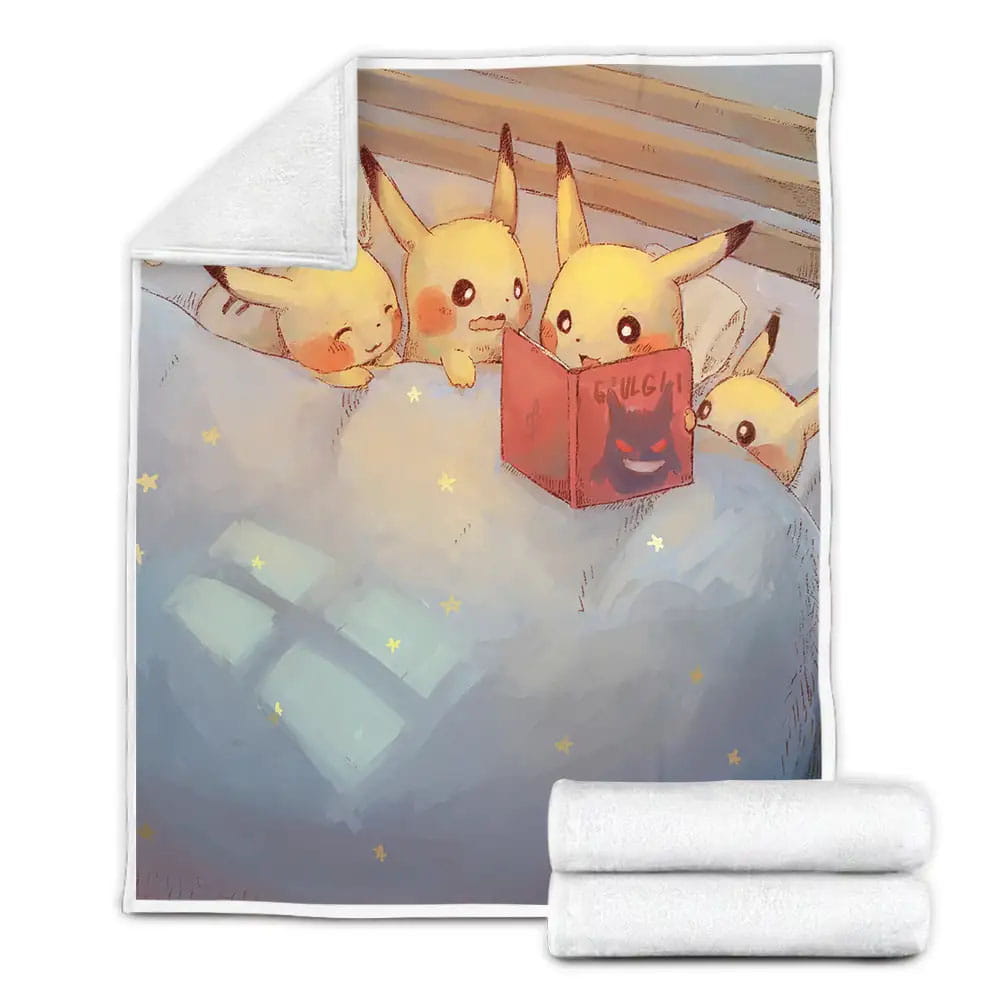 Pokemon Pikachu Reading Books Fleece Blanket Perfect 