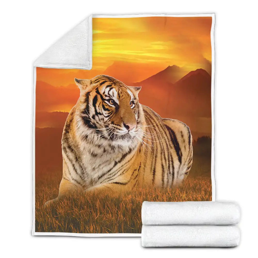 Tiger Fleece Blanket Gift For Christmas Thanksgiving Halloween
