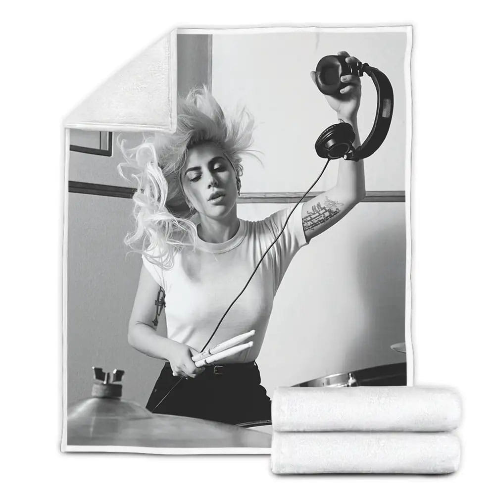 Lady Gaga Monochrome Fleece Blanket Gift For Wife Husband Besties